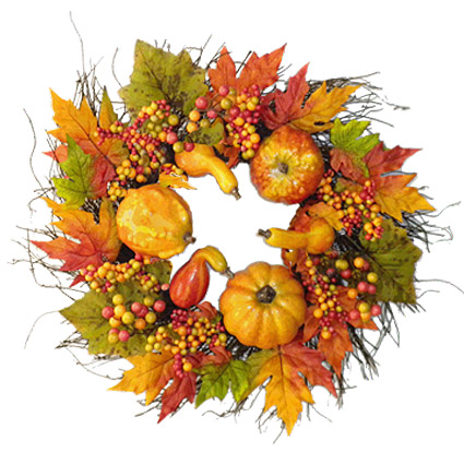 (image for) Colorful Pumpkin Door Wreath WR4646 TEXT_CLOSE_WINDOW